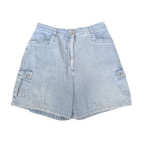 Averroe Womens Light Blue Denim Cargo Shorts Size 14P 100% Cotton Casual Wear